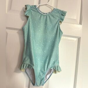 Girls minnow swim blue star ruffle swimsuit